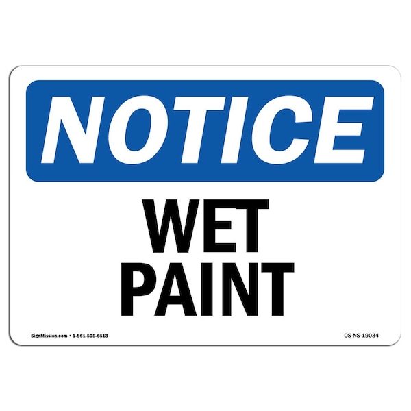 Safety Sign, OSHA Notice, 3.5" Height, Wet Paint Sign, Landscape, 10PK